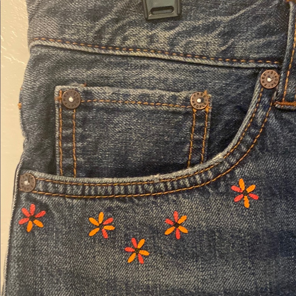 We The Free Dark Blue Jean Shorts with Colorful Painted Butterfly Woman 28 - Picture 3 of 10